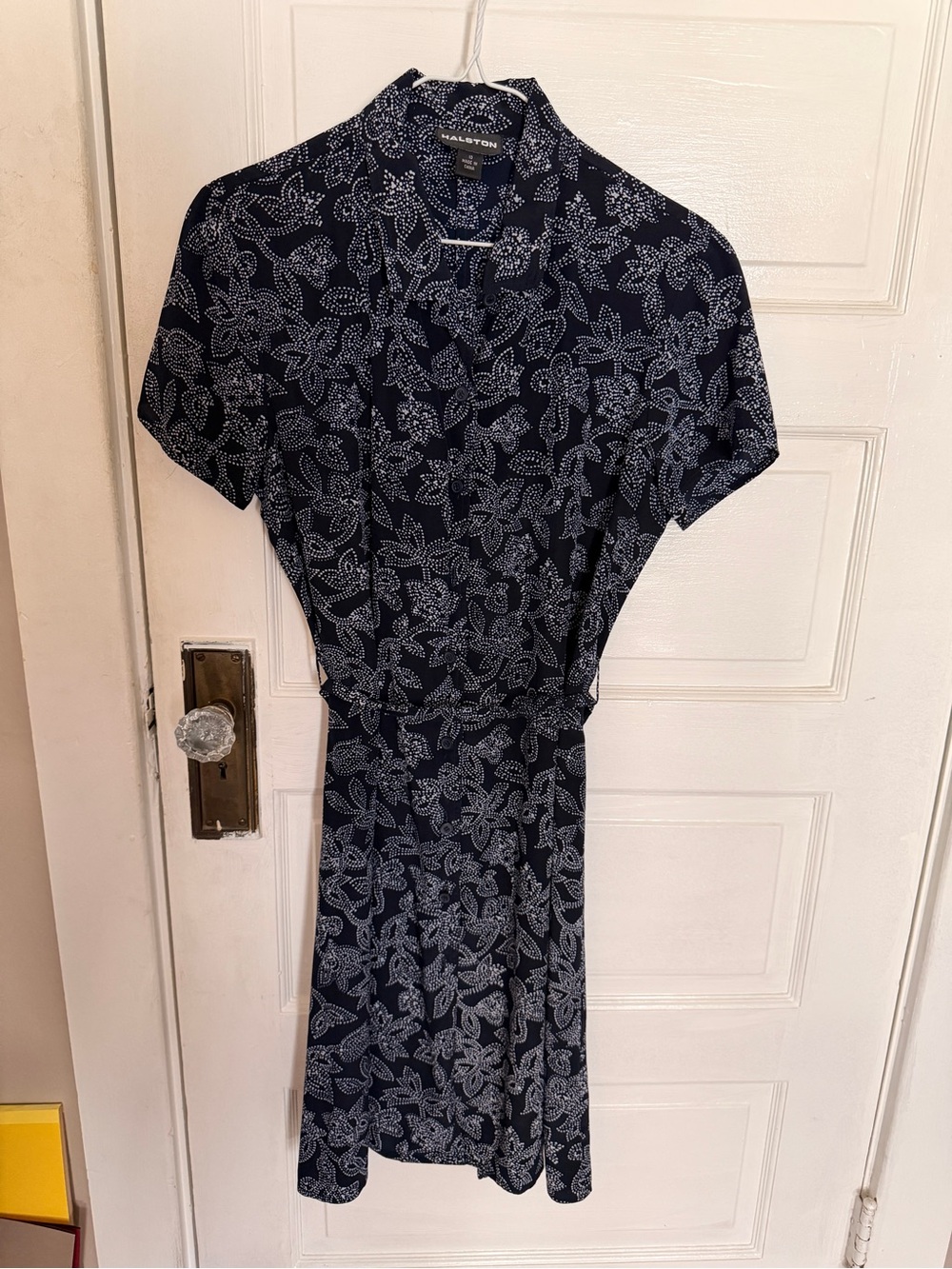 Halston Heritage Navy Floral Dress - 100% Silk